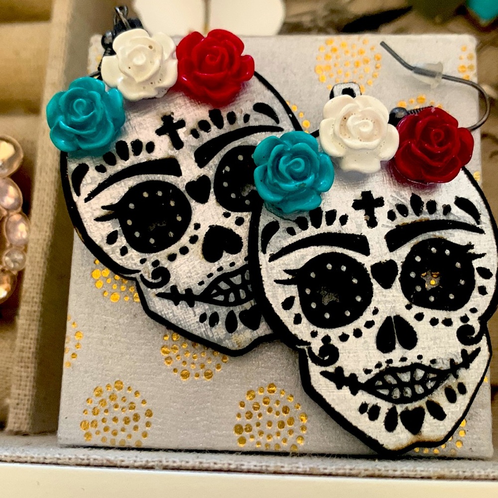 Day of the Dead earrings. Made by Local artist in New Mexico
